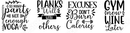 Creative Gym Labels And Badges, Hand Lettering Bundle Vector Illustration for Presentation, Banner, Gift Card