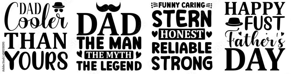 Minimalist Fathers Day Hand Lettering, Calligraphy Pack Vector Illustration for Flyer, Vouchers, Gift Card Minimalist Fathers Day Hand Lettering, Calligraphy Pack Vector Illustration for Flyer, Vouchers, Gift Card
