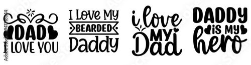 Minimal Fathers Day Typographic Emblems, Quotes Collection Vector Illustration for Sticker, Presentation, Bookmark