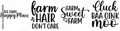 Elegant Farm Life Calligraphic Lettering, Quotes Set Vector Illustration for Stationery, Book Cover, Newsletter