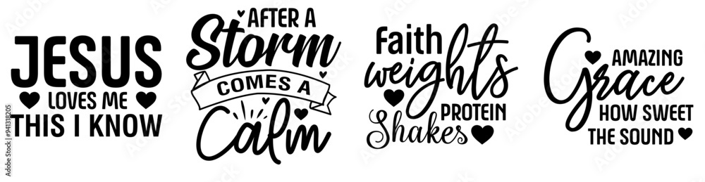 Obraz premium Creative Faith Typographic Emblems, Calligraphic Lettering Collection Vector Illustration for Mug Design, Postcard, Newsletter