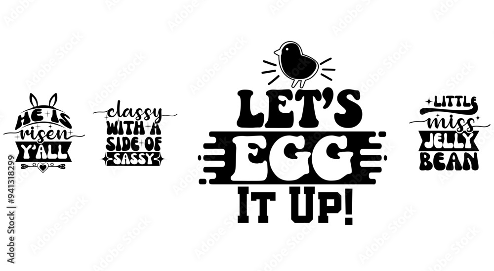 Fototapeta premium Minimal Easter Typographic Emblems, Labels And Badges Set Vector Illustration for Flyer, Motion Graphics, Banner