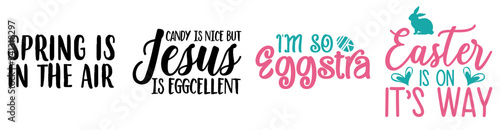 Creative Easter Typographic Emblems, Hand Lettering Bundle Vector Illustration for Advertising, Mug Design, Stationery