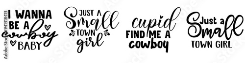 Decorative Cowgirl Trendy Retro Style Illustration, Calligraphy Collection Vector Illustration for Advertisement, Flyer, Label