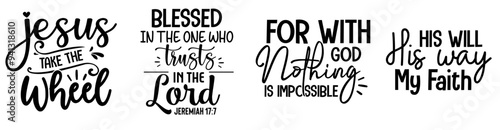 Vibrant Bible Verse Quotes, Labels And Badges Set Vector Illustration for Book Cover, Sticker, Advertisement