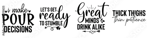 Creative Beer Calligraphy, Phrases Pack Vector Illustration for Label, Stationery, Flyer photo