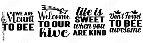 Decorative Bee Typography, Trendy Retro Style Illustration Collection Vector Illustration for Logo, Advertisement, Poster