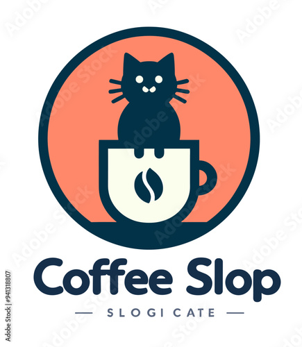 Playful cat cafe logos blend feline charm with coffee culture, creating inviting and memorable branding for a unique culinary experience