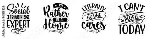 Modern Anti Social Labels And Badges, Hand Lettering Collection Vector Illustration for Banner, Newsletter, Holiday Cards