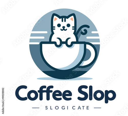 Playful cat cafe logos blend feline charm with coffee culture, creating inviting and memorable branding for a unique culinary experience