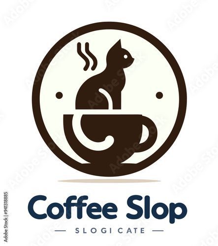 Playful cat cafe logos blend feline charm with coffee culture, creating inviting and memorable branding for a unique culinary experience