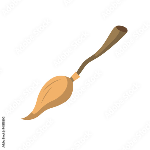 Traditional Broom on Rustic Wooden Background