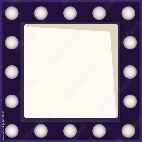 Square makeup mirror frame with light bulbs is perfect for beauty and makeup professionals