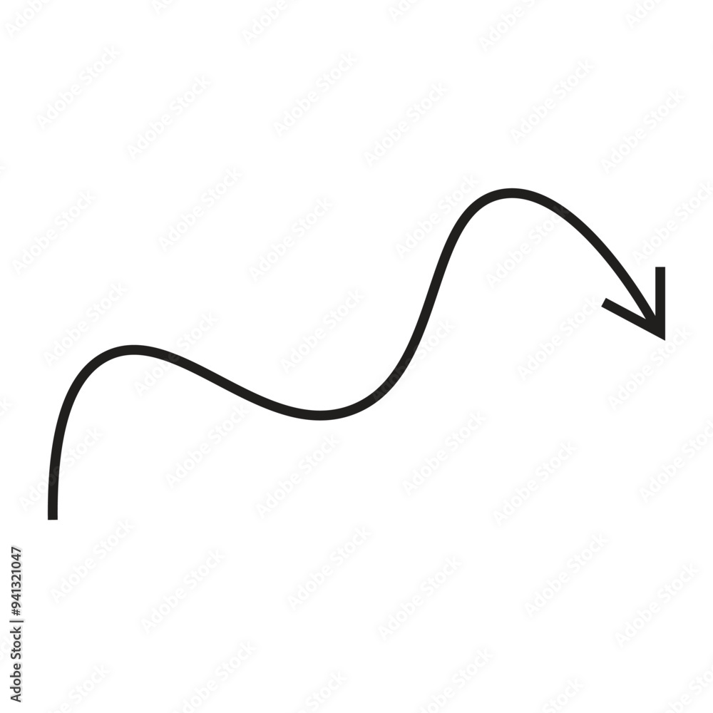 Swirly Black Arrow Isolated on White Background Swirly Black Arrow Isolated on White Background