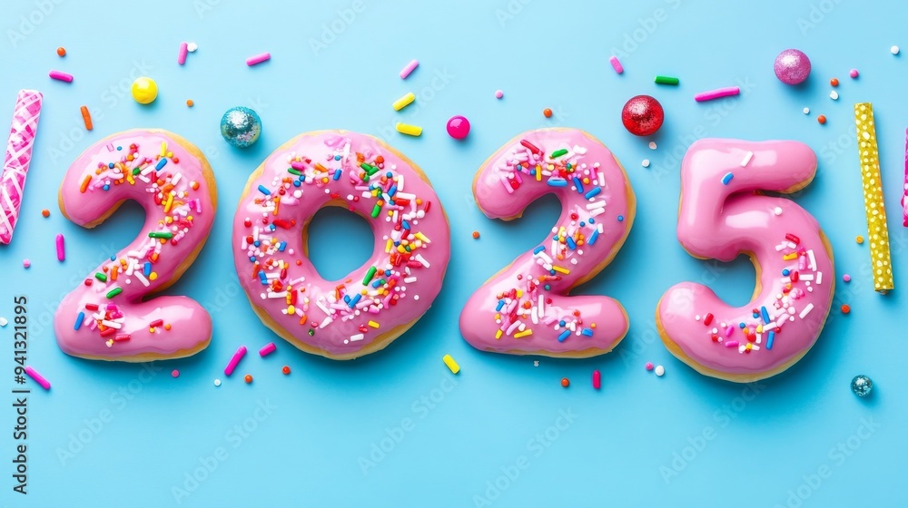An exciting New Year's celebration with balloons and confetti in 2025 An exciting New Year's celebration with balloons and confetti in 2025