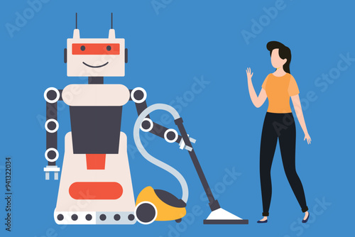 A robot vacuum cleaner cleans the floor.