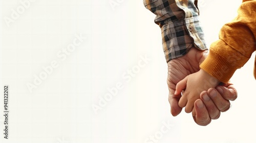 Elderly person holding hands with a child