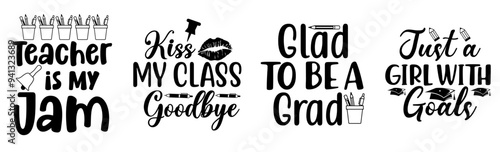 Elegant Teacher Quotes, Invitation Collection Vector Illustration for Gift Card, Logo, Packaging