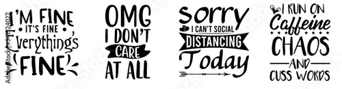 Classic Sarcastic Trendy Retro Style Illustration, Quotes Bundle Vector Illustration for Banner, Printing Press, Icon