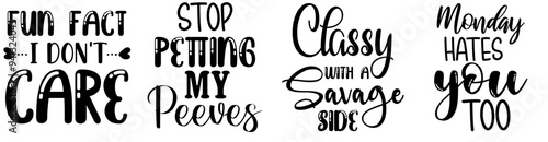 Cute Sarcastic Calligraphy, Typographic Emblems Collection Vector Illustration for Poster, T-Shirt Design, Newsletter