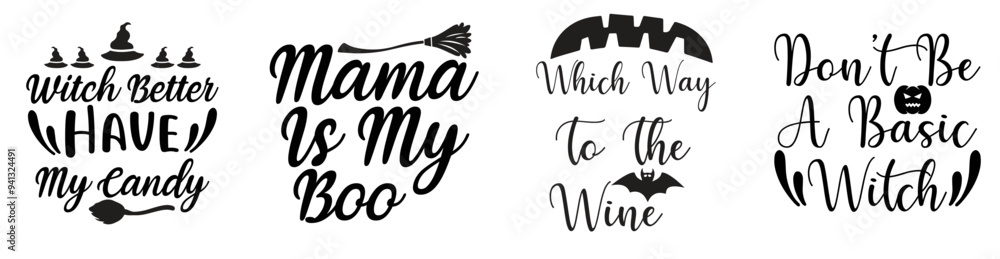 Simple Halloween Phrases, Typographic Emblems Pack Vector Illustration for Bookmark, Label, Infographic Simple Halloween Phrases, Typographic Emblems Pack Vector Illustration for Bookmark, Label, Infographic