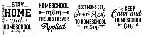 Simple Homeschool Typography, Hand Lettering Bundle Vector Illustration for Advertising, Bookmark, Motion Graphics