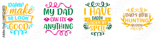 Classic Fathers Day Inscriptions, Labels And Badges Set Vector Illustration for Packaging, Stationery, Holiday Cards