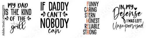 Minimalist Fathers Day Inscriptions, Quotes Collection Vector Illustration for Magazine, Motion Graphics, Infographic