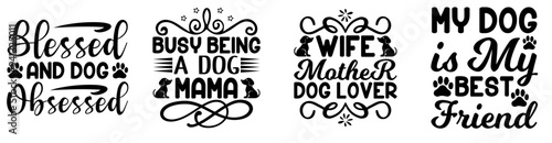 Creative Dog Invitation, Typographic Emblems Set Vector Illustration for Flyer, Icon, Gift Card