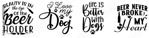 Creative Dog Beer Typographic Emblems, Hand Lettering Pack Vector Illustration for Infographic, Wrapping Paper, Announcement