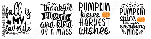 Elegant Fall Quotes, Trendy Retro Style Illustration Set Vector Illustration for Banner, Gift Card, Sticker