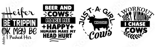Colourful Cow Quotes, Phrases Collection Vector Illustration for Social Media Post, Poster, Magazine