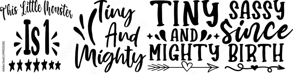 Fototapeta premium Colourful Birthday Calligraphic Lettering, Trendy Retro Style Illustration Pack Vector Illustration for Flyer, Printing Press, Poster