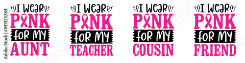 Modern Breast Cancer Invitation, Calligraphic Lettering Set Vector Illustration for Announcement, Flyer, Banner