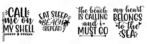 Simple Beach Quotes, Typography Collection Vector Illustration for Social Media Post, Advertising, Packaging