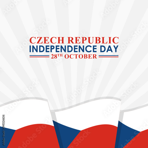 Vector illustration of Czech Republic Independence day social media feed template