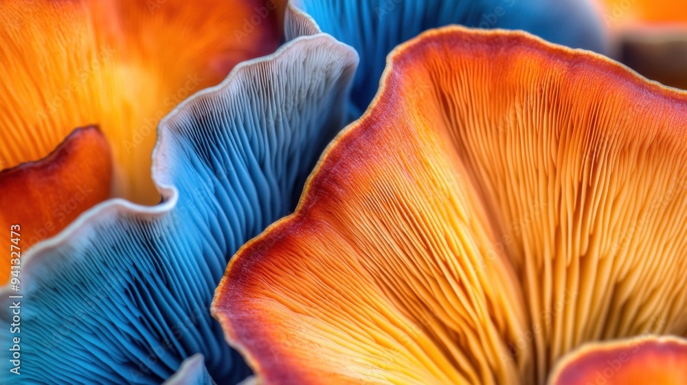 Macro Close-Up of Vibrant Mushroom Gills Macro Close-Up of Vibrant Mushroom Gills
