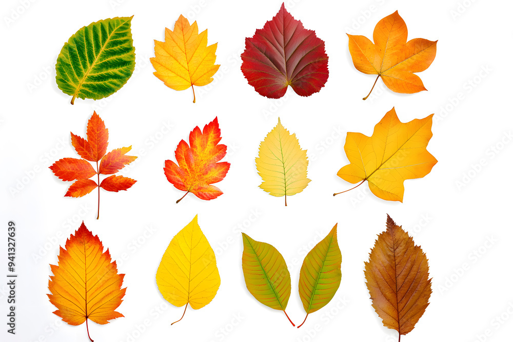 Watercolor autumn yellow leaves and plants collection isolated on white background Watercolor autumn yellow leaves and plants collection isolated on white background