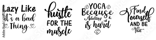 Creative Yoga Quotes, Typographic Emblems Pack Vector Illustration for Bookmark, Social Media Post, Icon