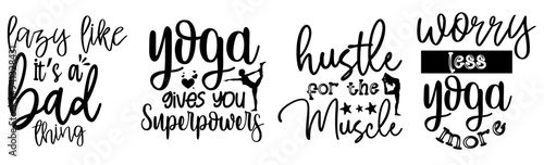 Minimal Yoga Calligraphy, Inscriptions Collection Vector Illustration for Bookmark, Flyer, Banner