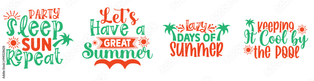 Naklejka premium Minimal Summer Invitation, Labels And Badges Bundle Vector Illustration for Newsletter, Vouchers, Magazine