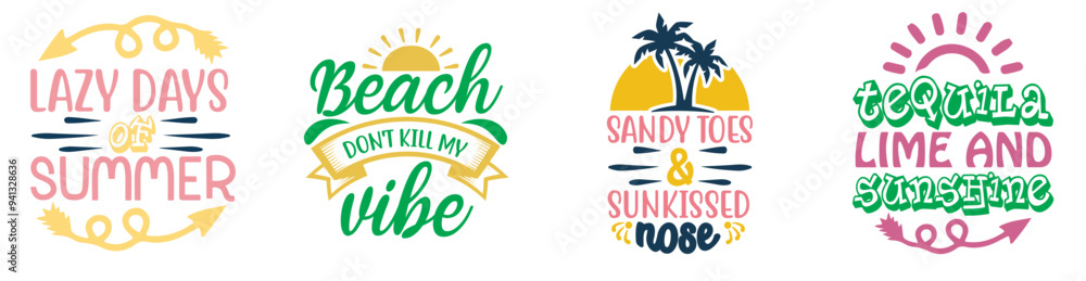 Naklejka premium Elegant Summer Labels And Badges, Typography Collection Vector Illustration for Stationery, Logo, Icon