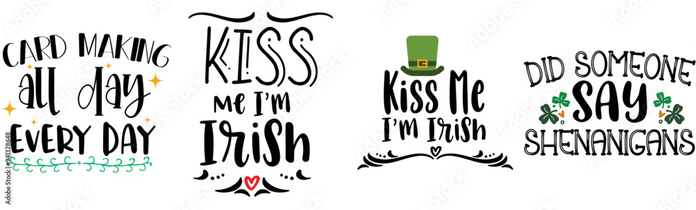 Fototapeta premium Simple St Patricks Day Trendy Retro Style Illustration, Hand Lettering Collection Vector Illustration for Banner, Printing Press, Greeting Card
