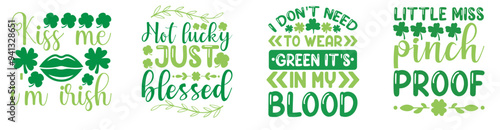 Simple St Patricks Day Quotes, Labels And Badges Bundle Vector Illustration for Gift Card, Bookmark, Icon
