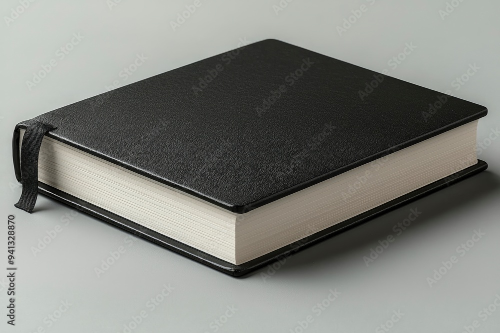 Closed Black Book with a Ribbon Bookmark Closed Black Book with a Ribbon Bookmark