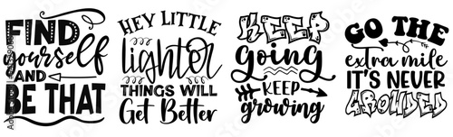 Colourful Positive Quotes, Hand Lettering Collection Vector Illustration for Vouchers, Book Cover, Announcement