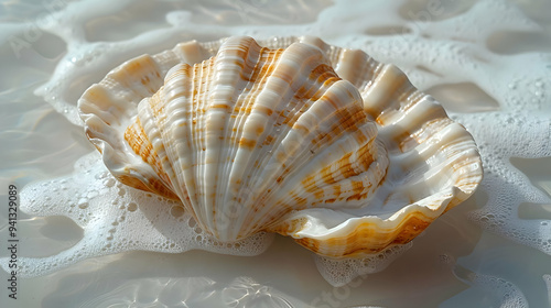 Seashell in Foamy Water - Realistic Photo