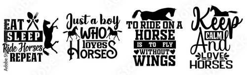 Minimal Horse Inscriptions, Invitation Bundle Vector Illustration for Printable, Motion Graphics, Decal