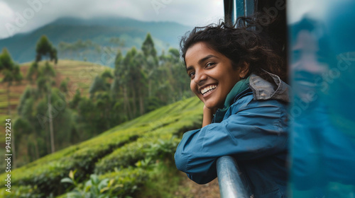 Indian woman in train.