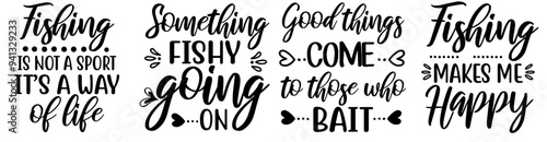 Vibrant Fishing Hand Lettering, Typography Set Vector Illustration for Book Cover, Newsletter, Social Media Post